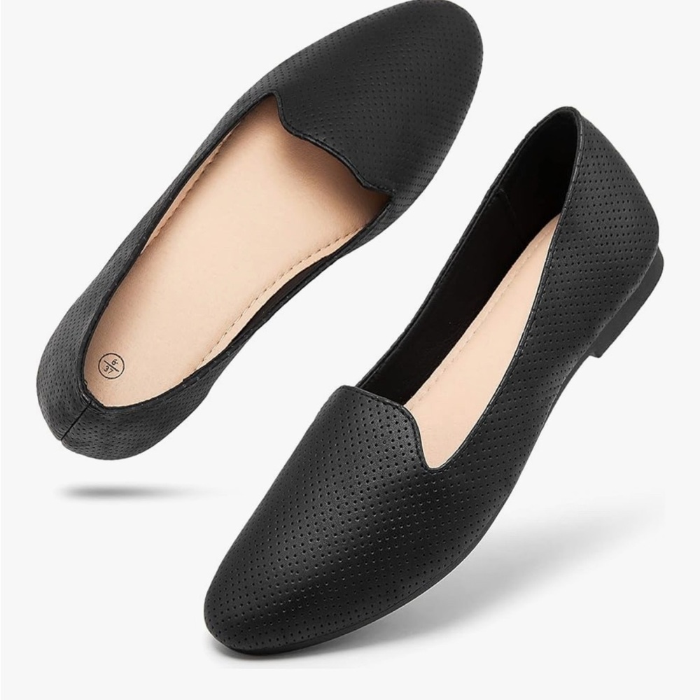 Black Perforated Women's Loafers